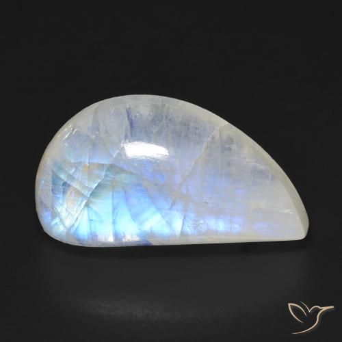 10.97ct Natural Blanco azulado Piedra lunar arcoíris, Elegante, Transparente