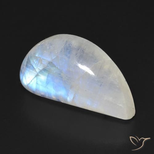 Piedra lunar arcoíris Blanco azulado natural de 10.97 ct, Elegante, Transparente