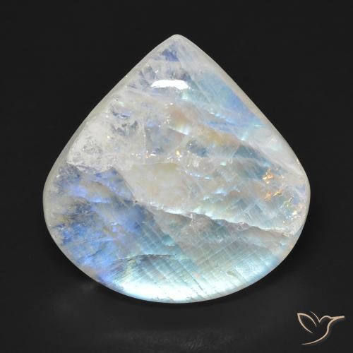 16.66ct Natural Blanco azulado Piedra lunar arcoíris, En forma de pera, Transparente
