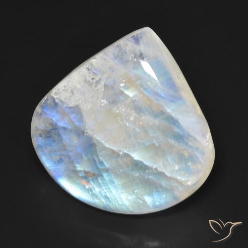 Piedra lunar arcoíris Blanco azulado natural de 16.66 ct, En forma de pera, Transparente