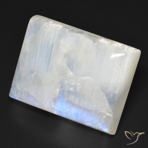 Piedra lunar arcoíris Blanco azulado natural de 34.86 ct, Corte Baguette, Transparente