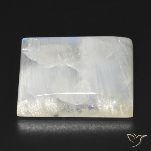 Piedra lunar arcoíris Blanco azulado natural de 34.86 ct, Corte Baguette, Transparente