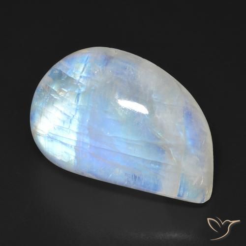 Piedra lunar arcoíris Blanco azulado natural de 18.29 ct, Elegante, Transparente