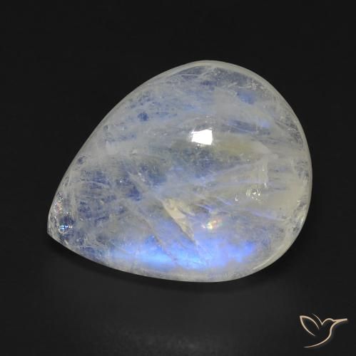 9.08ct Natural Blanco azulado Piedra lunar arcoíris, En forma de pera, Transparente