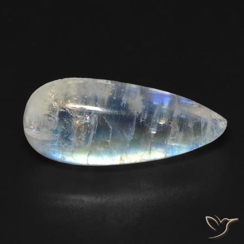 7.01ct Natural Blanco azulado Piedra lunar arcoíris, En forma de pera, Transparente