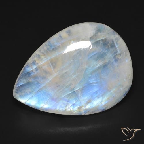 17.01ct Natural Blanco azulado Piedra lunar arcoíris, En forma de pera, Transparente