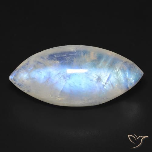 17.99ct Natural Blanco azulado Piedra lunar arcoíris, Marquesa, Transparente