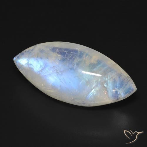 Piedra lunar arcoíris Blanco azulado natural de 17.99 ct, Marquesa, Transparente