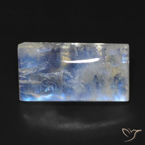 12.81ct Natural Blanco azulado Piedra lunar arcoíris, Corte Baguette, Transparente