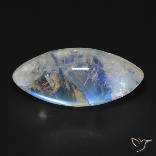 9.87ct Natural Blanco azulado Piedra lunar arcoíris, Marquesa, Transparente
