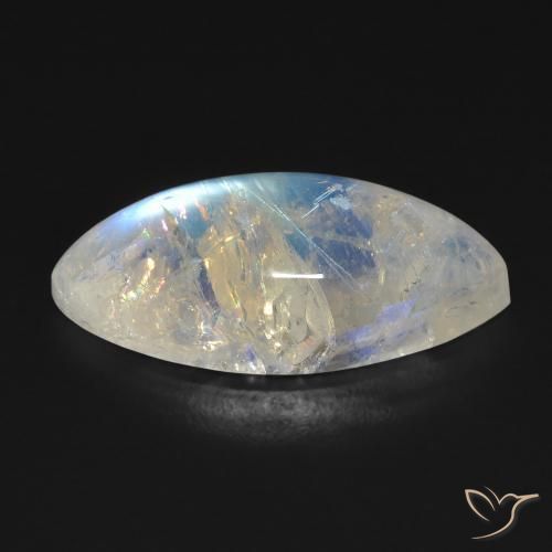 Piedra lunar arcoíris Blanco azulado natural de 9.87 ct, Marquesa, Transparente