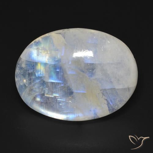 20.42ct Natural Blanco azulado Piedra lunar arcoíris, Ovalada, Transparente