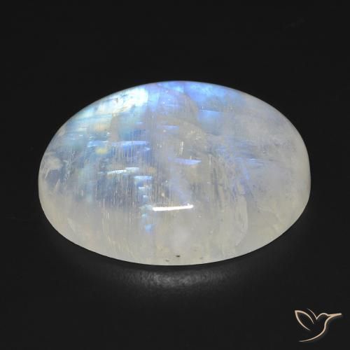 Piedra lunar arcoíris Blanco azulado natural de 20.42 ct, Ovalada, Transparente