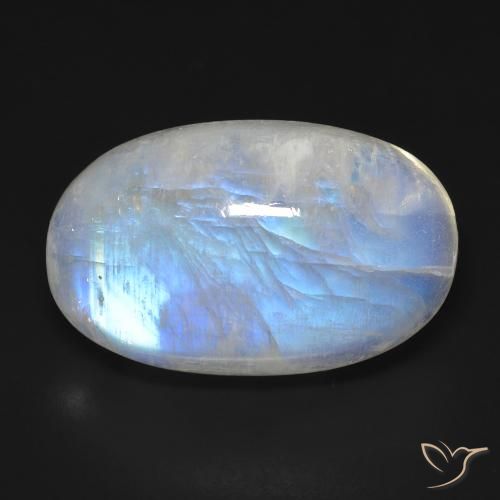 19.40ct Natural Blanco azulado Piedra lunar arcoíris, Ovalada, Transparente