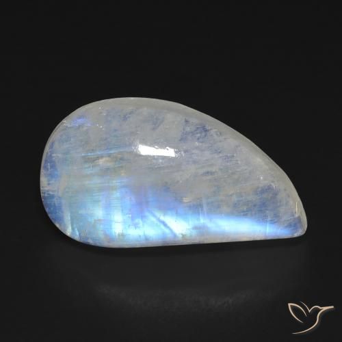 11.64ct Natural Blanco azulado Piedra lunar arcoíris, Elegante, Transparente