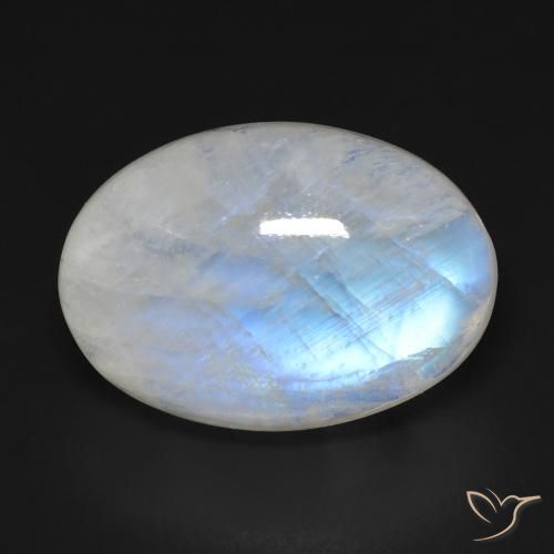 20.54ct Natural Blanco azulado Piedra lunar arcoíris, Ovalada, Transparente