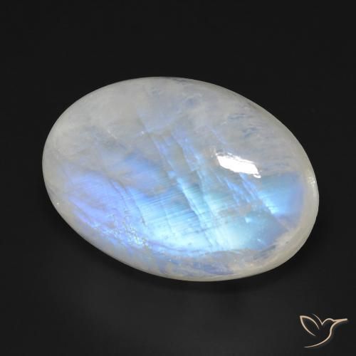 Piedra lunar arcoíris Blanco azulado natural de 20.54 ct, Ovalada, Transparente