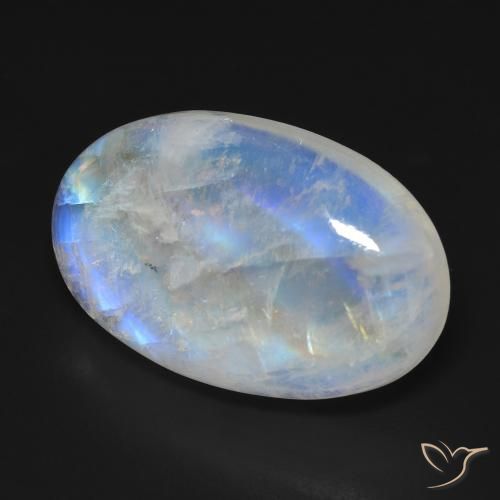 Piedra lunar arcoíris Blanco azulado natural de 23.30 ct, Ovalada, Opaco