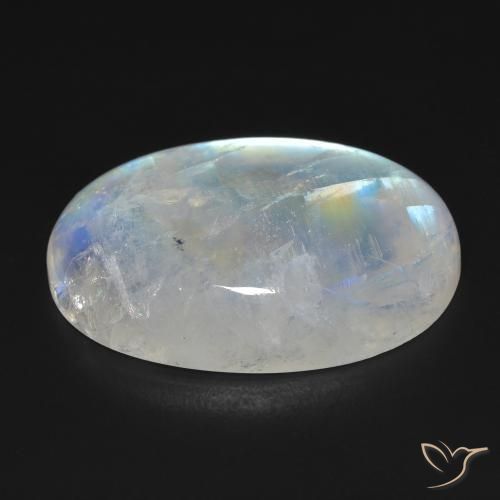 Piedra lunar arcoíris Blanco azulado natural de 23.30 ct, Ovalada, Opaco