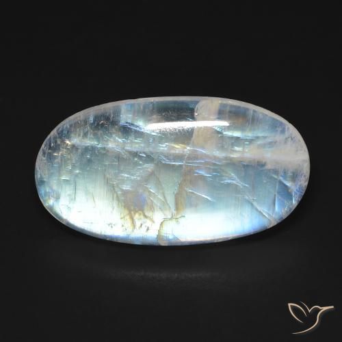 Piedra de luna arcoíris blanco natural de 10,62 ct, corte óvalo, transparente