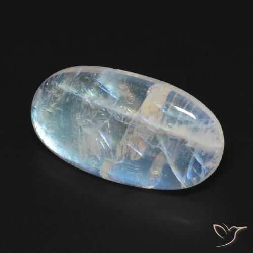 Piedra de luna arcoíris blanco natural de 10,62 ct, corte óvalo, transparente