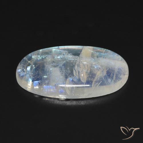 Piedra de luna arcoíris blanco natural de 10,62 ct, corte óvalo, transparente