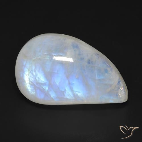 15.63ct Natural Blanco azulado Piedra lunar arcoíris, Elegante, Transparente