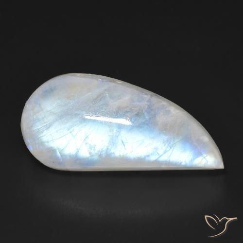 13.85ct Natural Blanco azulado Piedra lunar arcoíris, Elegante, Transparente