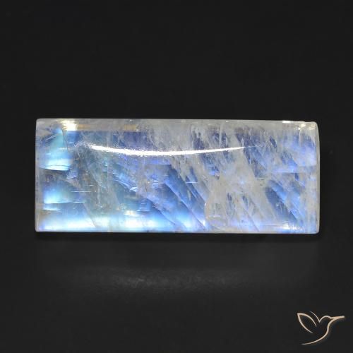 14.66ct Natural Blanco azulado Piedra lunar arcoíris, Corte Baguette, Transparente