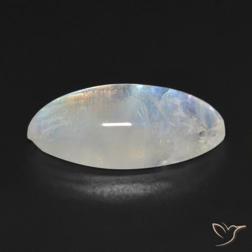 Piedra lunar arcoíris Blanco azulado natural de 9.75 ct, Marquesa, Transparente