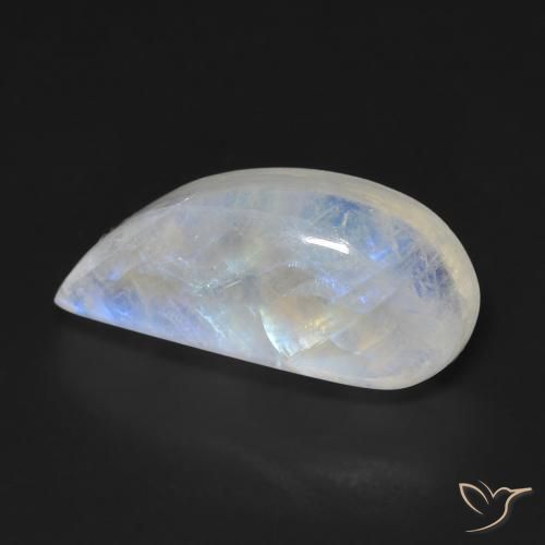 Piedra lunar arcoíris Blanco azulado natural de 9.04 ct, Elegante, Transparente