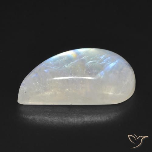 Piedra lunar arcoíris Blanco azulado natural de 9.04 ct, Elegante, Transparente