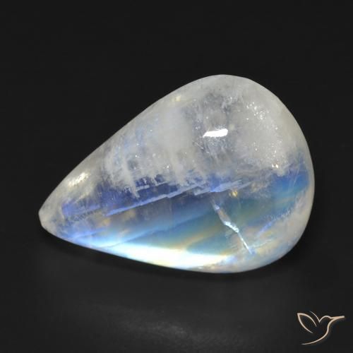 14.55ct Natural Blanco azulado Piedra lunar arcoíris, En forma de pera, Transparente