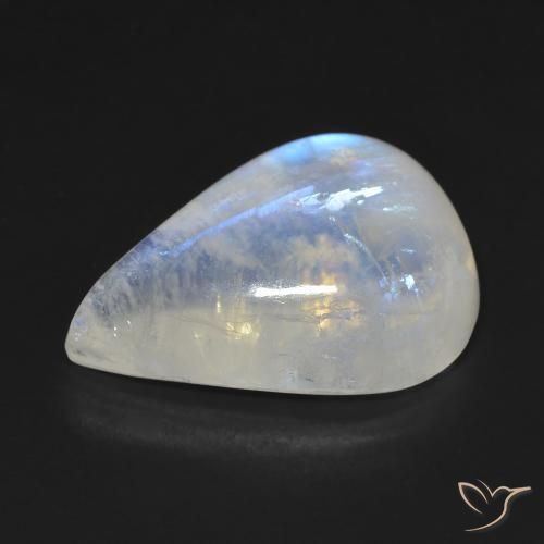 Piedra lunar arcoíris Blanco azulado natural de 14.55 ct, En forma de pera, Transparente