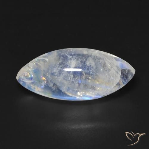 7.19ct Natural Blanco azulado Piedra lunar arcoíris, Marquesa, Transparente