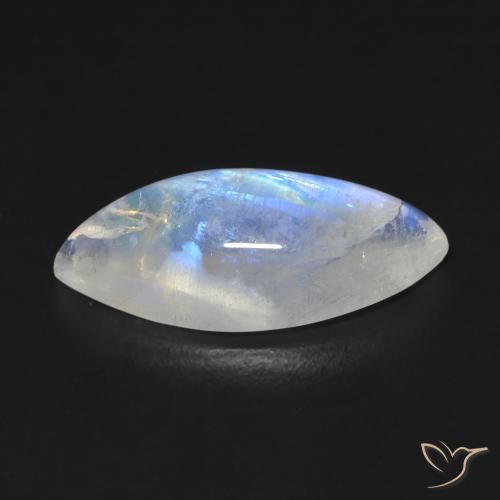 Piedra lunar arcoíris Blanco azulado natural de 7.19 ct, Marquesa, Transparente