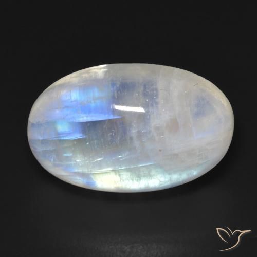 14.73ct Natural Blanco azulado Piedra lunar arcoíris, Ovalada, Transparente