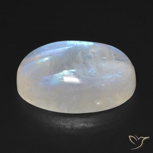 Piedra lunar arcoíris Blanco azulado natural de 14.73 ct, Ovalada, Transparente