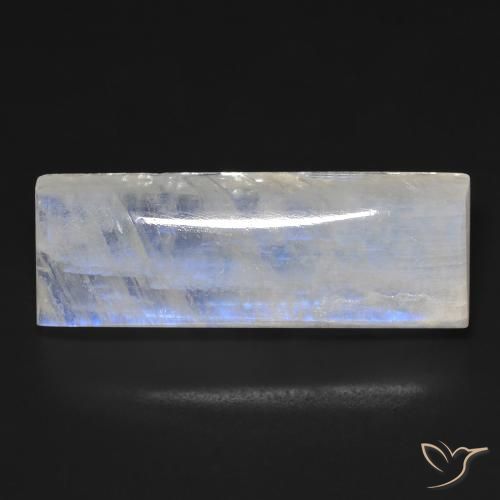 28.52ct Natural Blanco azulado Piedra lunar arcoíris, Corte Baguette, Transparente