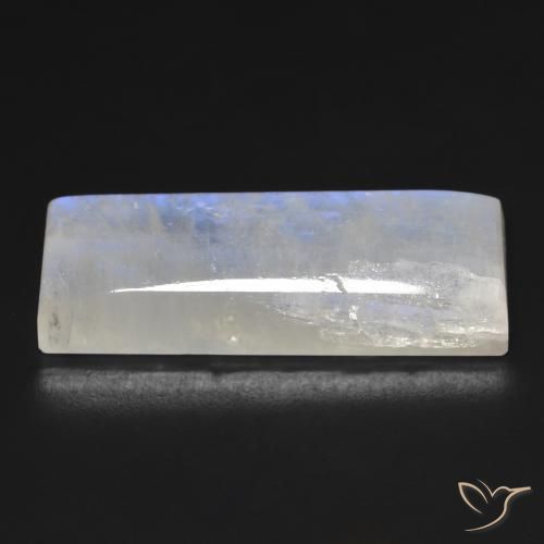 Piedra lunar arcoíris Blanco azulado natural de 28.52 ct, Corte Baguette, Transparente