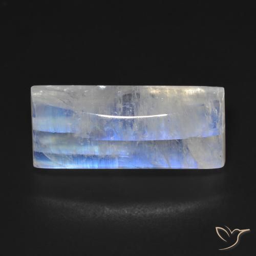 14.85ct Natural Blanco azulado Piedra lunar arcoíris, Corte Baguette, Transparente
