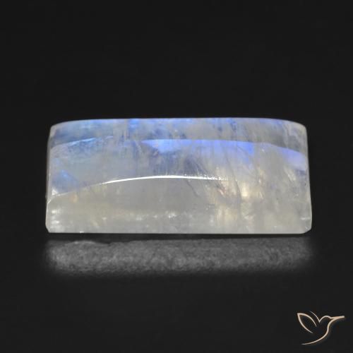 Piedra lunar arcoíris Blanco azulado natural de 14.85 ct, Corte Baguette, Transparente