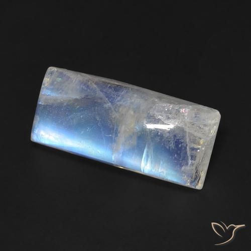 Piedra lunar arcoíris Blanco azulado natural de 5.90 ct, Corte Baguette, Transparente