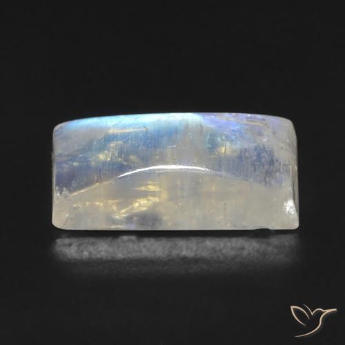 Piedra lunar arcoíris Blanco azulado natural de 5.90 ct, Corte Baguette, Transparente