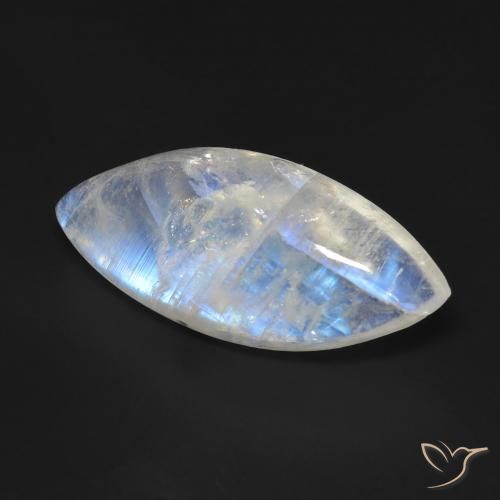 Piedra lunar arcoíris Blanco azulado natural de 12.95 ct, Marquesa, Transparente