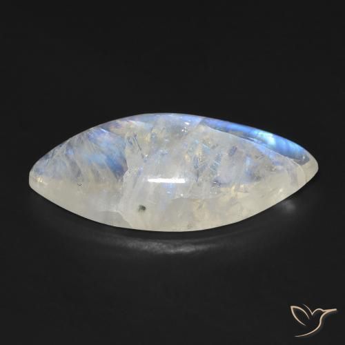 Piedra lunar arcoíris Blanco azulado natural de 12.95 ct, Marquesa, Transparente