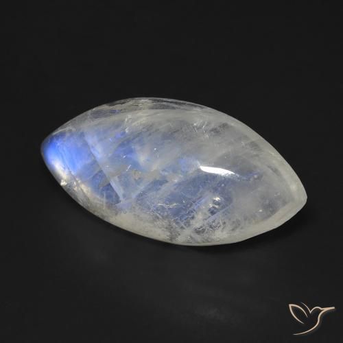 Piedra lunar arcoíris Blanco azulado natural de 10.53 ct, Marquesa, Transparente