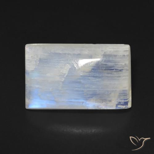 10.02ct Natural Blanco azulado Piedra lunar arcoíris, Corte Baguette, Transparente