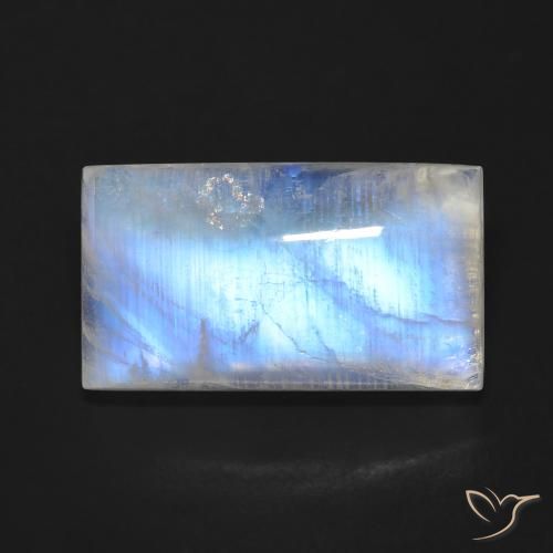 11.68ct Natural Blanco azulado Piedra lunar arcoíris, Corte Baguette, Transparente