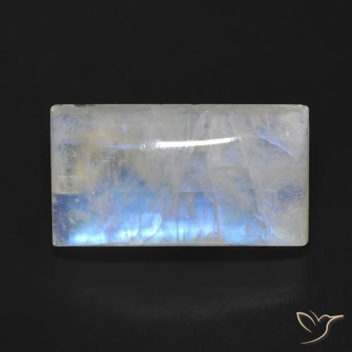 15.37ct Natural Blanco azulado Piedra lunar arcoíris, Corte Baguette, Transparente